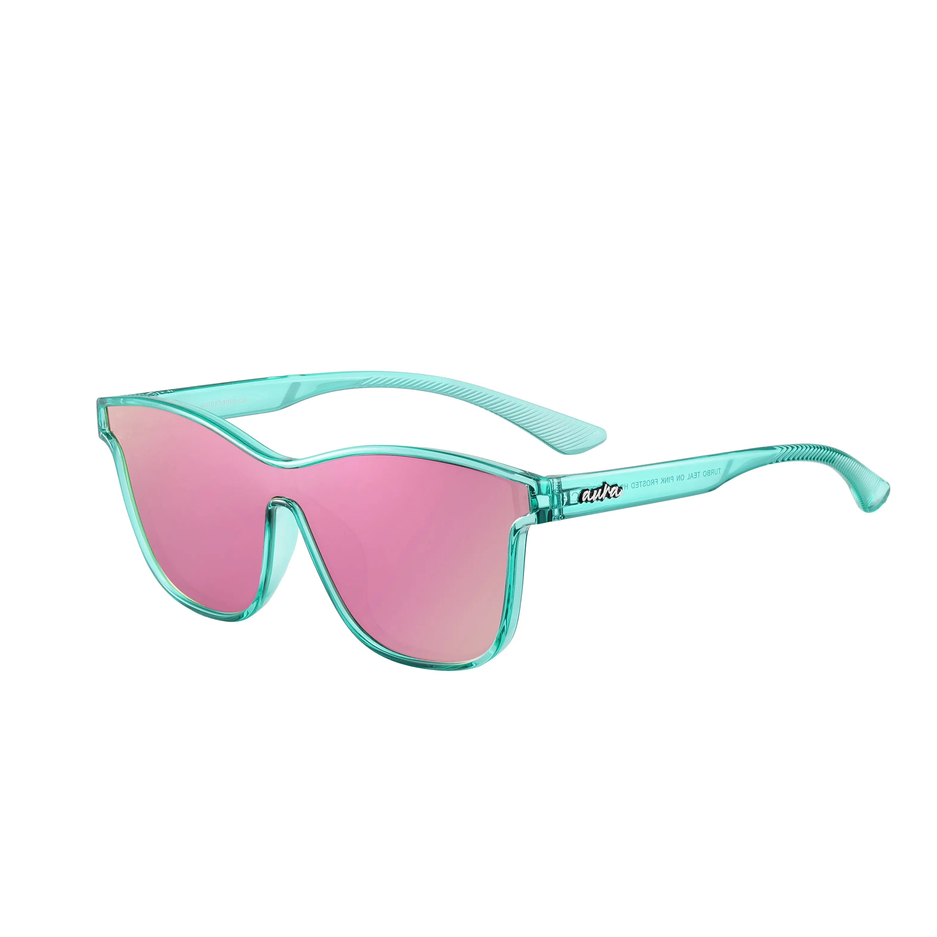TURBO TEAL ON PINK FROSTED HEELS Aura Shades
