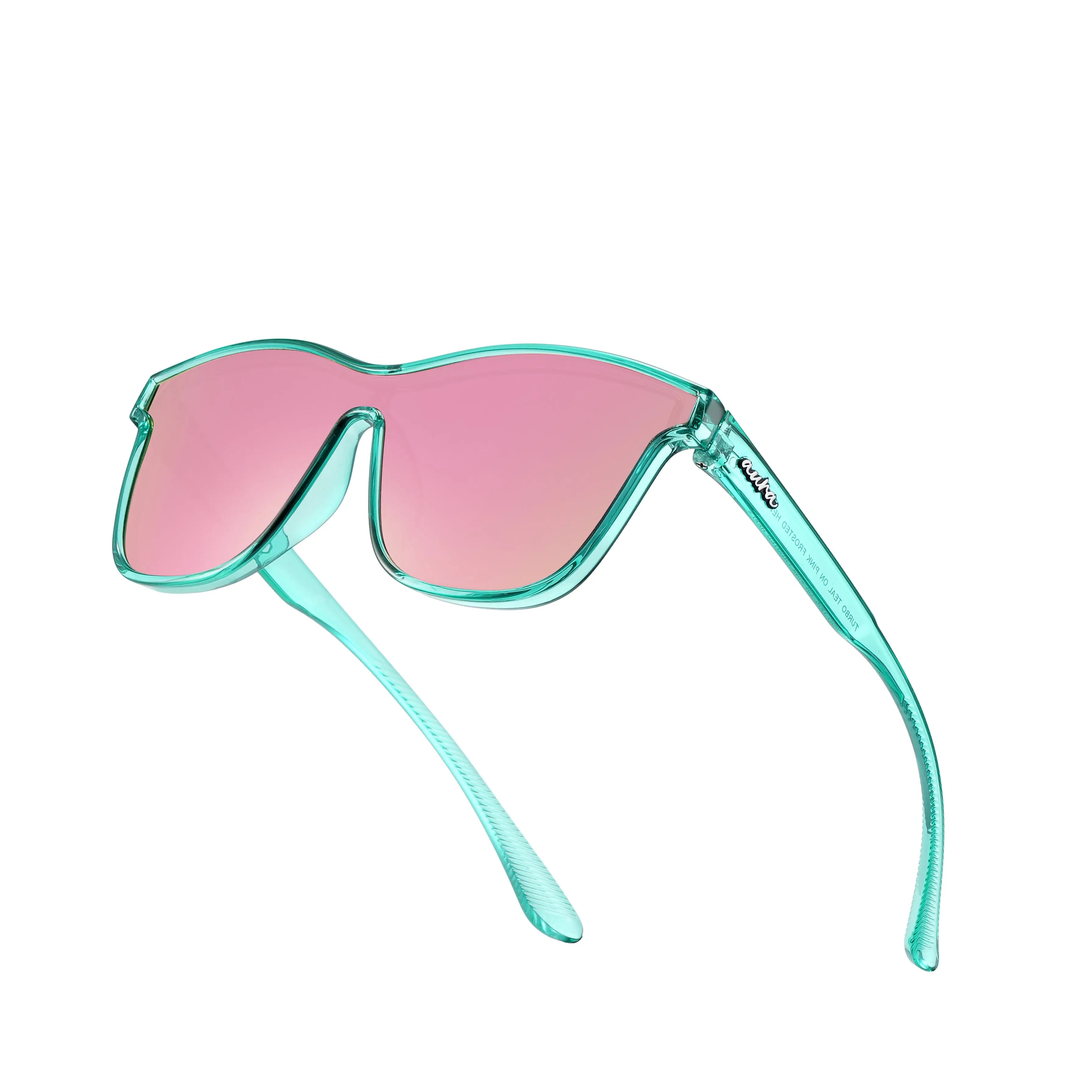 TURBO TEAL ON PINK FROSTED HEELS Aura Shades